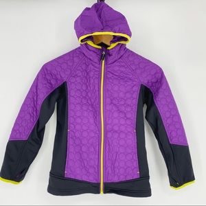 Lands’ End Light Jacket Packable Hood Purple Girls 7/8 Thumbholes